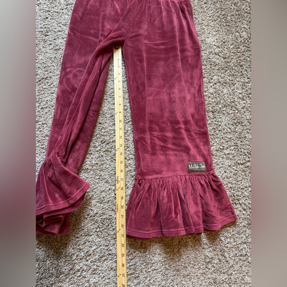 Matilda Jane Red Velour Pants Flare/Ruffle Bottom - Picture 8 of 8